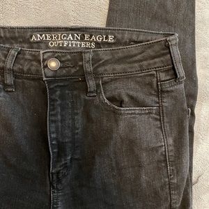 American Eagle distressed black jeggings